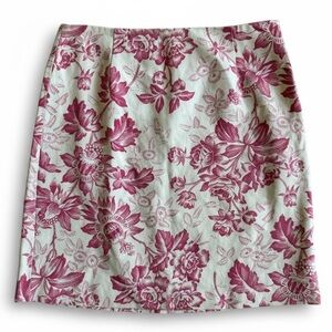 J. Crew Vintage Mini Skirt Pink Floral Linen Preppy Style Coastal Work Spring 8